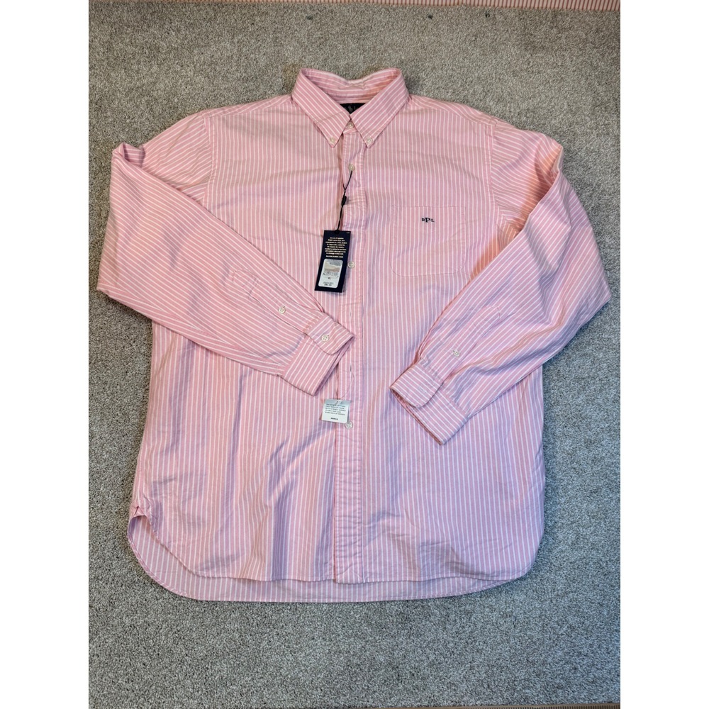 Ralph Lauren Mens XL Pink White Striped Oxford Button Down Shirt Long Sleeve NEW